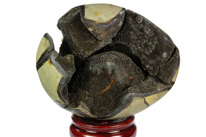 Bargain, Septarian Dragon Egg Geode - Black Crystals #123030